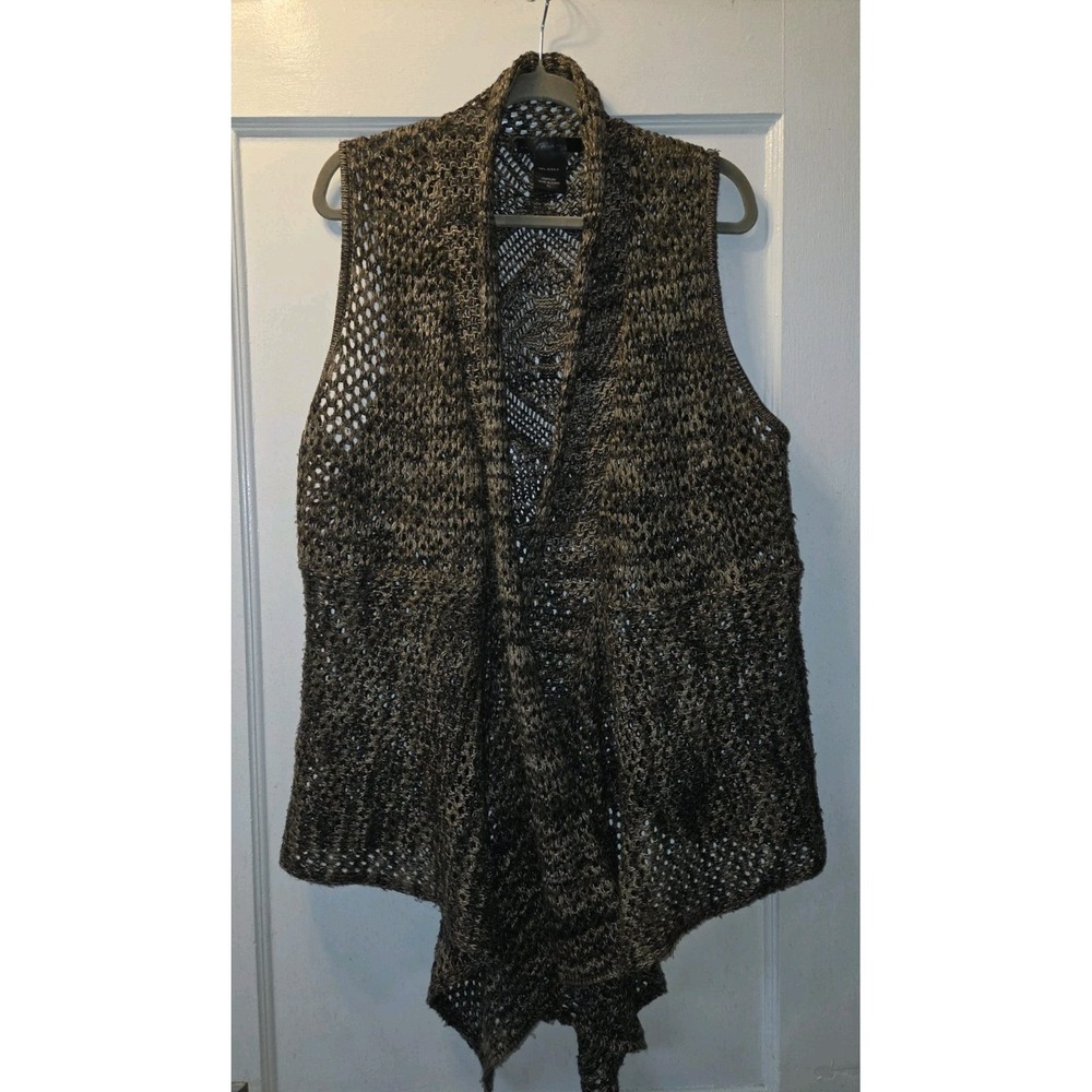 United States Sweaters Open Knit Geometric Sleeveless Cardigan Sweater Vest XL